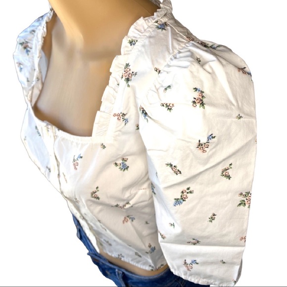 🆕 Levi’s |Floral Joella Puff-Sleeve Cloud Dancer Top. - Picture 3 of 9